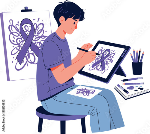 Artist creates epilepsy awareness art on digital tablet