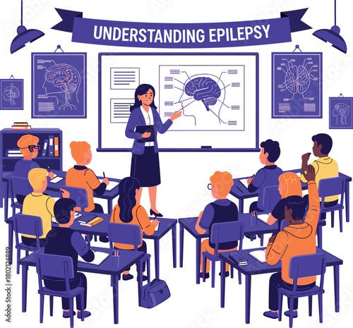 Students learn about epilepsy in a classroom presentation