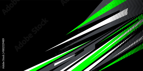Modern Green Abstract Racing Stripes Graphic Background with Bold Halftone Elements