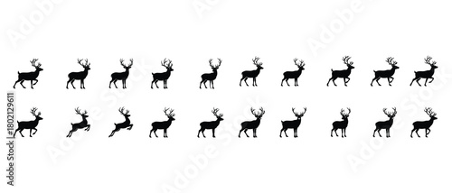 Reindeer Silhouette Icon Set