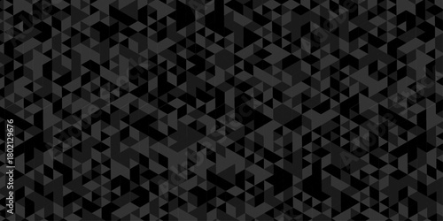 Abstract low polygon cubic black gray black design. vector poly triangle texture geometric pattern composed of triangular. geometric wall tile and metal cube background triangle wallpaper design.	
