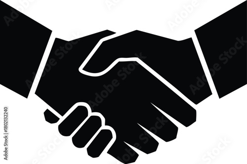 Symbolic handshake illustration embodying partnership agreement collaboration and business deals in monochrome design