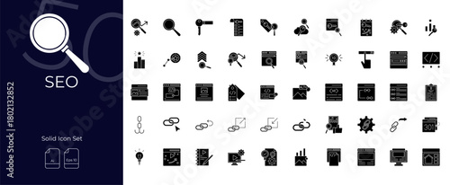 SEO Solid Editable Icons set
