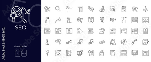 SEO Line Editable Icons set