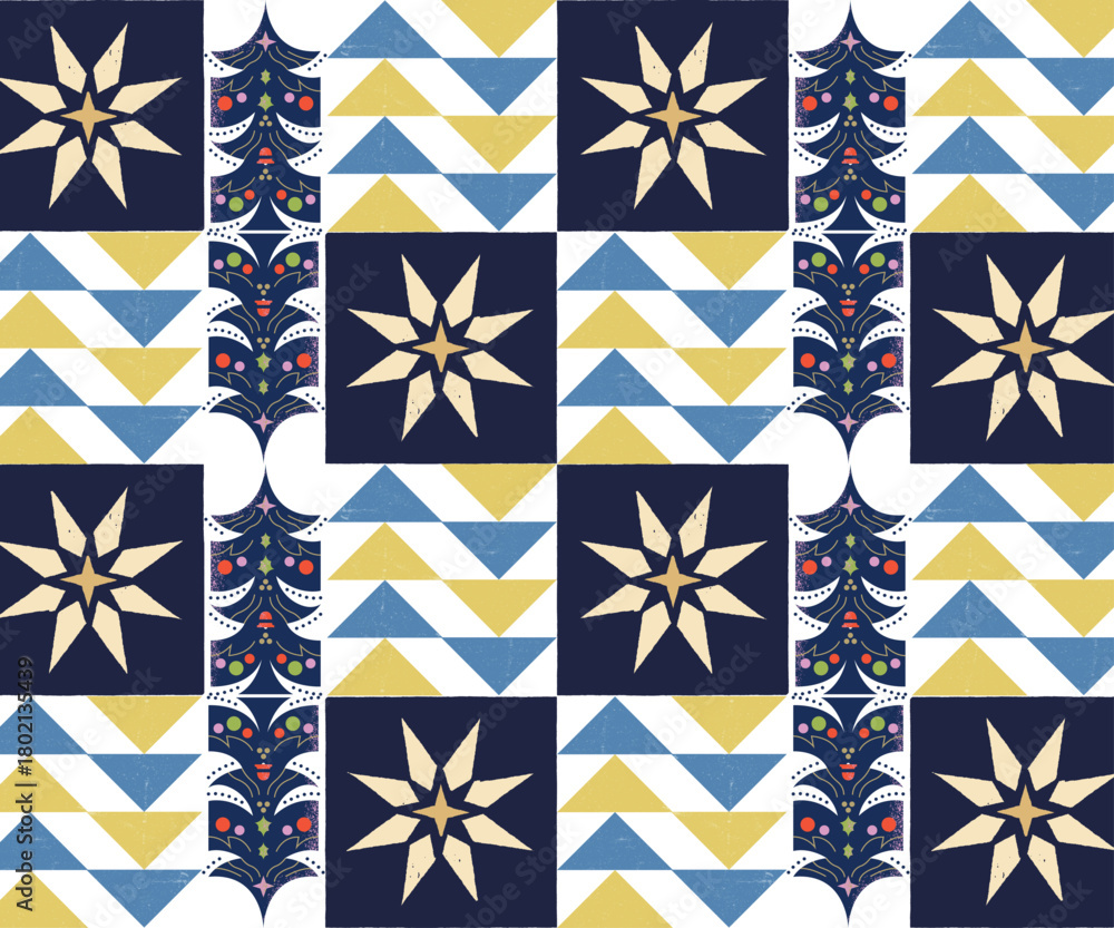 Fototapeta premium Seamless Leaf and Flower Texture with Retro Color Palette for Trendy Vector Art and Wallpaper Decor