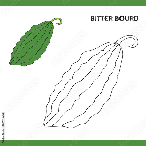 Bitter Bourd Copy Colour worksheet for kids