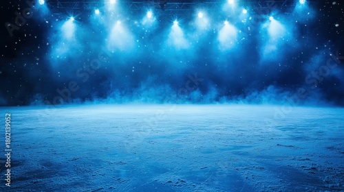 Winter Stage Snowy Night Scene.