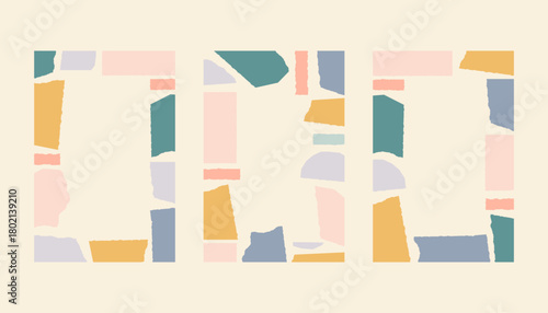 Pastel Geometric Abstract Collage Frames on Cream Background