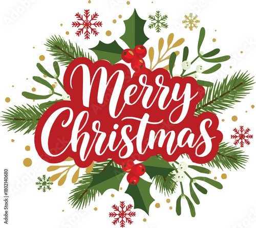 generate Merry christmas lettering calligraphy vector art with white background