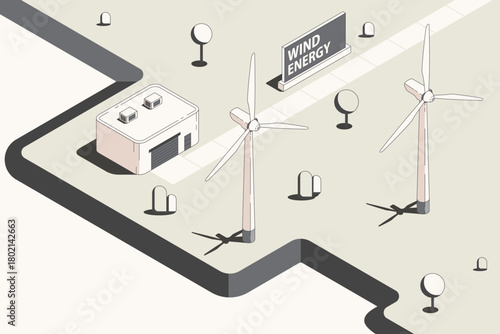 Wind Energy green energy in Isometric graphic