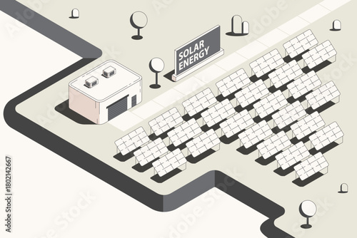 Solar Energy green energy in Isometric graphic