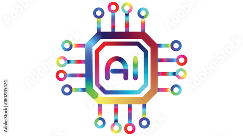 Modern AI processor illustration for innovative technology designs and futuristic projects, demonstrating artificial intelligence and advanced computer power.