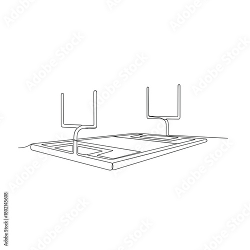 Outline of football goalposts on a playing field for NFL playoffs tailgate  