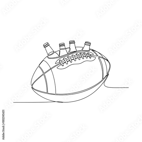 Football-shaped cooler with drinks for NFL playoffs tailgate  