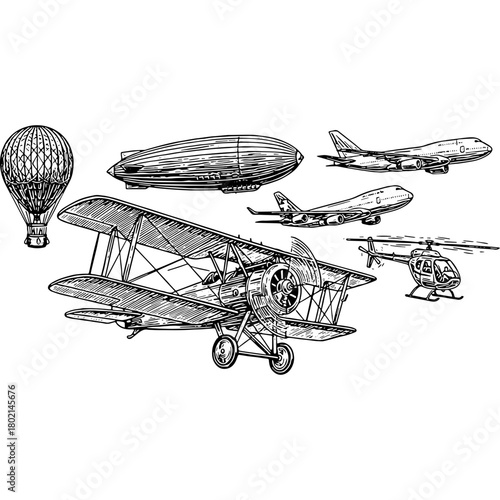 vector illustration of an airplane handrawn