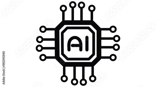 Modern AI processor illustration for innovative technology designs and futuristic projects, demonstrating artificial intelligence and advanced computer power.
