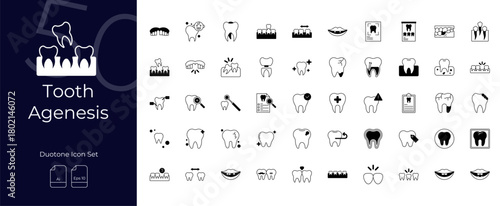 Tooth Agenesis Duotone Editable Icons set