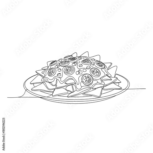 Plate of nachos topped with cheese and jalapenos for NFL playoffs tailgate  