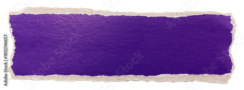 A piece of purple torn and crumpled paper on a white background, paper, carton