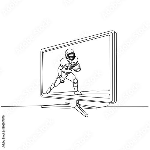 TV screen displaying football player during NFL playoffs tailgate  