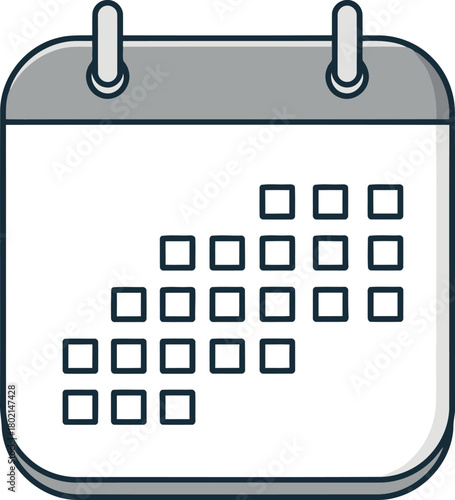 A simple flat design icon of a wall calendar with marked dates for scheduling appointments and events.