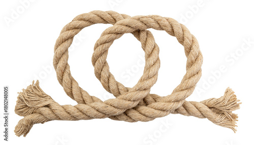 Jute. Twisted linen rope on a white background. Rope