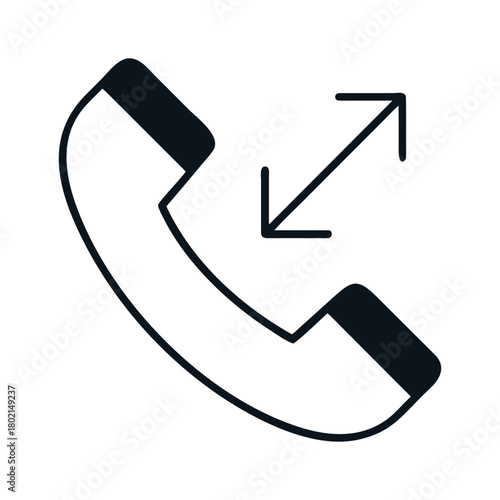 Call forwarding icon symbol of a phone receiver with two arrows pointing in opposite directions concept of call transfer or redirection