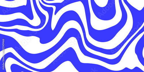 Blue wavy lines abstract background. Trendy psychedelic retro style backdrop. Waves, swirl and twirl pattern. Twisted distorted vector texture. Y2k aesthetic design