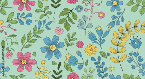 Flowers pattern, repeat design pattern for textile printing factory, design for fashion.