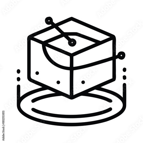 3d modeling software icon cube with lines and dots for creating digital models and virtual prototypes in engineering