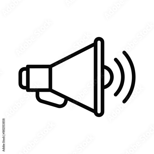 Megaphone icon with sound waves symbolizing announcement, attention, promotion, broadcast, and important message communication graphic