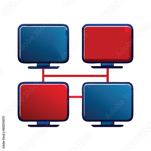 Network computer system with different status computer network with connected devices network infrastructure computer network architecture