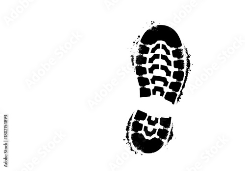 Black shoe footprint silhouette on transparent  background  