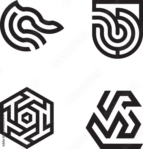 Abstract geometric logo collection: modern minimalist line art