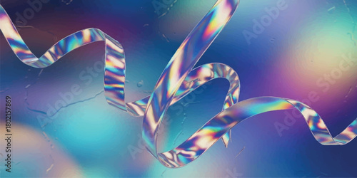 Iridescent Ribbon Twisting Through a Cosmic Background.
