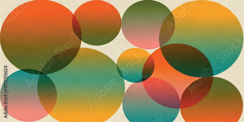 Overlapping Circles of Gradient Color A Modern Abstract Design.