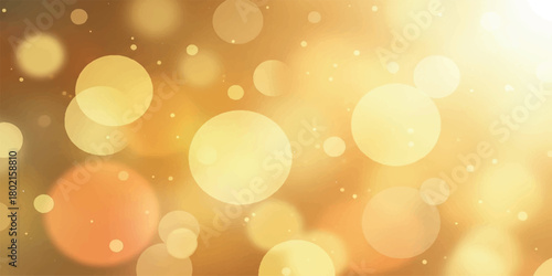 Warm golden bokeh lights with sparkling particles background.