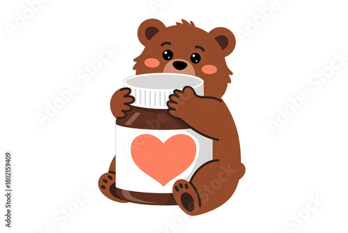 Adorable teddy bear huggable jar of chocolate hazelnut spread with heart