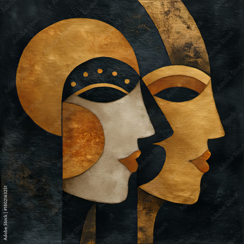 Obraz premium Geometryczna kompozycja dwóch profili 