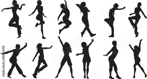 silhouettes of dancing girls