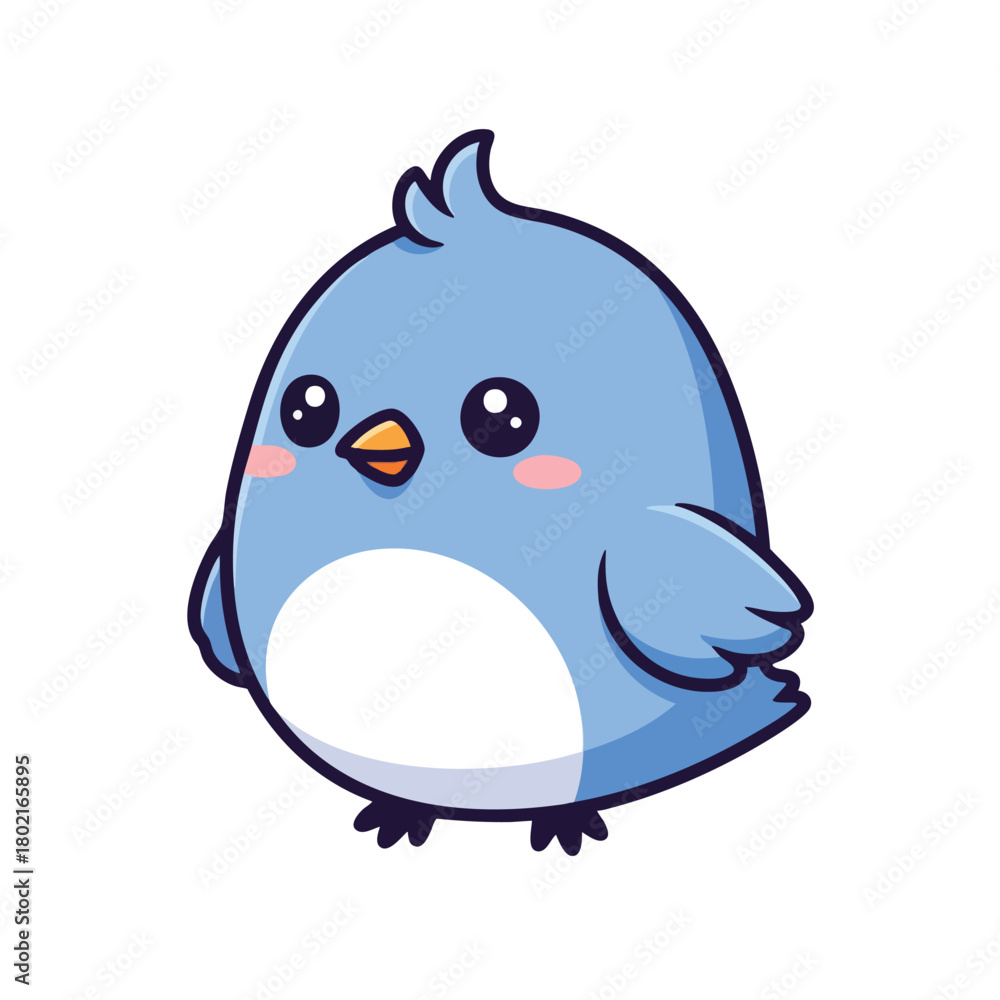 Obraz premium Adorable Blue Bird Cartoon Character Illustration