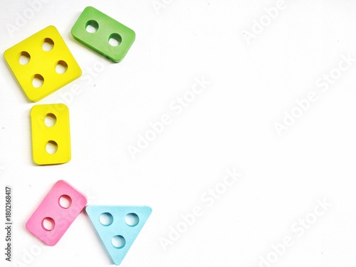 Colorful Wooden Geometric Shape Sorting Toy for Early Learning, Preschool Education, Fine Motor Skills, Cognitive Development, and Kids Montessori Activity Isolated on White Background