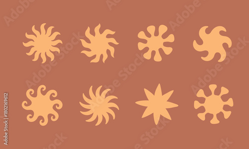 Boho abstract summer symbol, sun, tropical vibe vector element. Simple shape for logo template, background, badge design