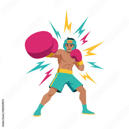 Man Training Boxing Illustration