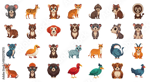 Cute Cartoon Baby Animal Collection Icons for Kids Education Games Web Design Projects