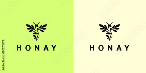 Organic Bee Leaf Logo for Natural Honey Brand