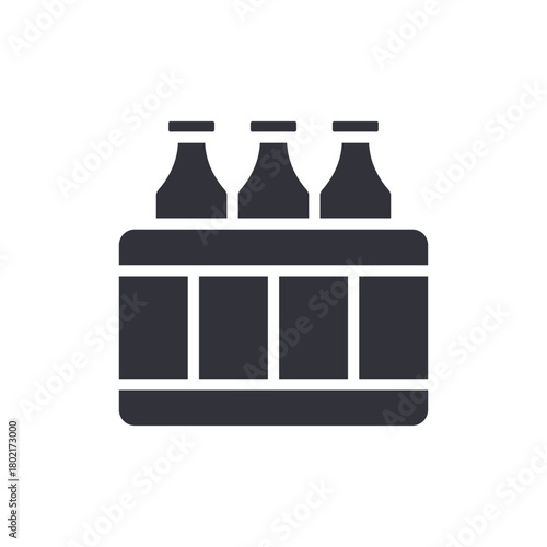 Bottles Packed In Box Container Flat Design Vector Icon