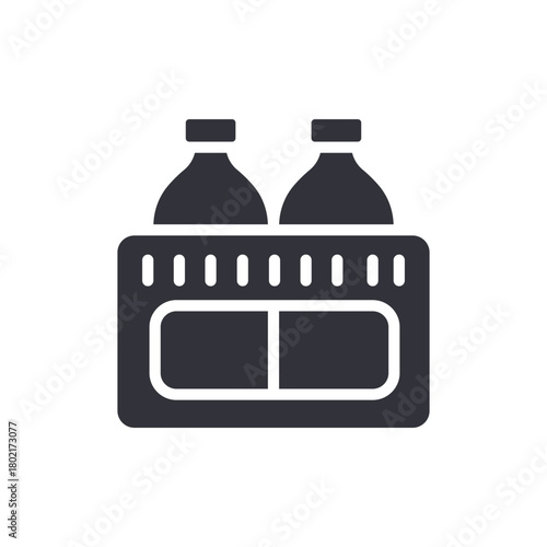 Bottles In A Crate Beverage Package Flat Design Icon