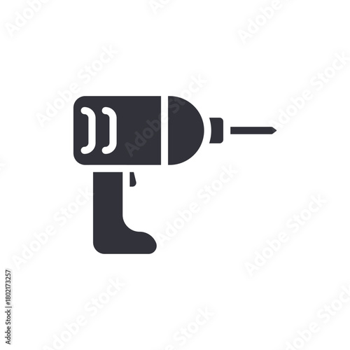 Cordless Drill Hand Tool Solid Vector Silhouette Illustratio