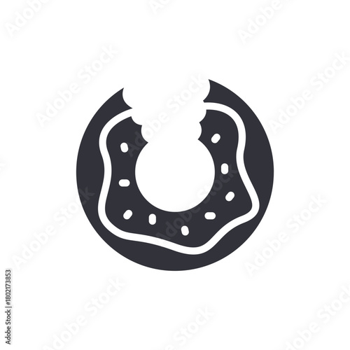 Bitten Glazed Donut Icon Sweet Dessert Illustration